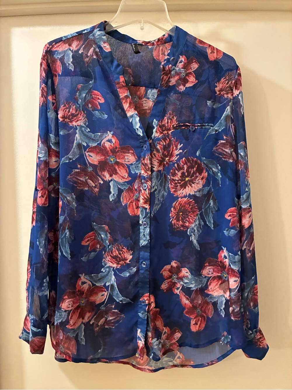 Kut from the Kloth Blue Floral Button-Down Blouse - Picture 1 of 4